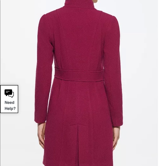 GUESS ASYMMETRICAL PEACOAT IN MAGENTA - Picture 7 of 9